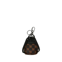 SHARKS IN PARIS WTF BUBBLE BROWN CHECK BACKPACK KEYCHAIN