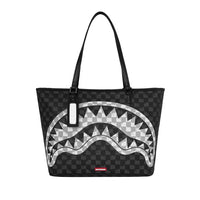 BLACK AND WHITE DRIP CHECK SHARK TOTE