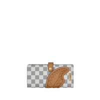EMBOSSED CREAM CHECK SINGLE FOLD WALLET