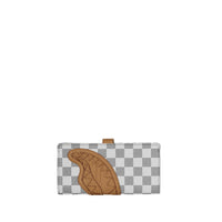 EMBOSSED CREAM CHECK SINGLE FOLD WALLET