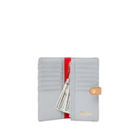 EMBOSSED CREAM CHECK SINGLE FOLD WALLET