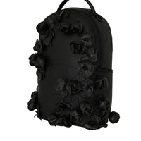 NYBG BLACK LEATHER FLOWERS BACKPACK