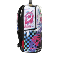 STENCIL SHARK ATTACK BLACK AND WHITE SPLIT BACKPACK