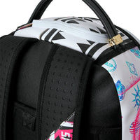 STENCIL SHARK ATTACK BLACK AND WHITE SPLIT BACKPACK