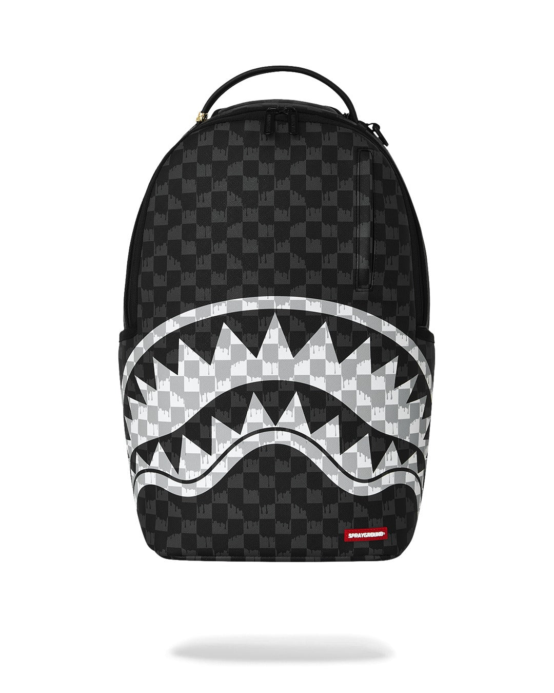 SPRAYGROUND リュック　drip y2k アメリカ国旗　白黒　ukus Sprayground BLACK AND WHITE DRIP CHECK SHARK BACKPACK