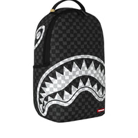 BLACK AND WHITE DRIP CHECK SHARK BACKPACK
