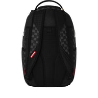 BLACK AND WHITE DRIP CHECK SHARK BACKPACK