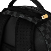 BLACK AND WHITE DRIP CHECK SHARK BACKPACK