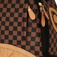 EMBOSSED CHECK BROWN BACKPACK