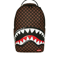 SHARKS IN PARIS WTF BUBBLE BROWN CHECK BACKPACK