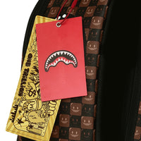 SHARKS IN PARIS WTF BUBBLE BROWN CHECK BACKPACK