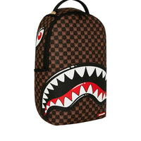 SHARKS IN PARIS WTF BUBBLE BROWN CHECK BACKPACK