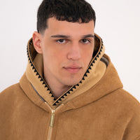 SADDLE STITCHING FAUX SHEEPSKIN JACKET NATURAL