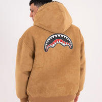 SADDLE STITCHING FAUX SHEEPSKIN JACKET NATURAL