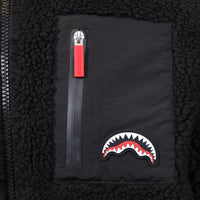BLACK PUFFER MONOGRAM TEDDY JACKET