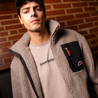 BLACK PUFFER MONOGRAM TEDDY JACKET