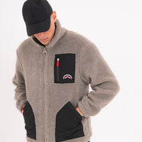 BLACK PUFFER MONOGRAM TEDDY JACKET