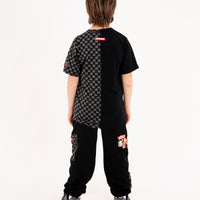 THROW IT TO ME DRIP CHECKERED SPLIT REGULAR T-SHIRT