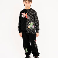 THROW IT TO ME DRIP CHECKERED SPLIT REGULAR CREWNECK