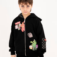 THROW IT TO ME DRIP CHECKERED SPLIT OVER FULL-ZIP HOODIE