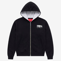 SILVER DRIP SMOOTH PERFECT FULL-ZIP HOODIE BLACK