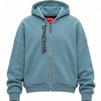 SPRAYGROUND TAG FULL-ZIP PERFECT HOODIE SMOKE BLUE