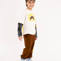 SPRAYGROUND TAG DOUBLE OVER T-SHIRT IVORY
