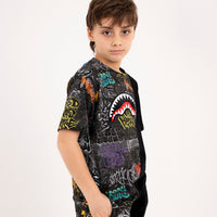 DIAGONAL CUT GRAFFITI REGULAR T-SHIRT
