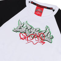 IN THE WALL RAGLAN LONG T-SHIRT W BLK