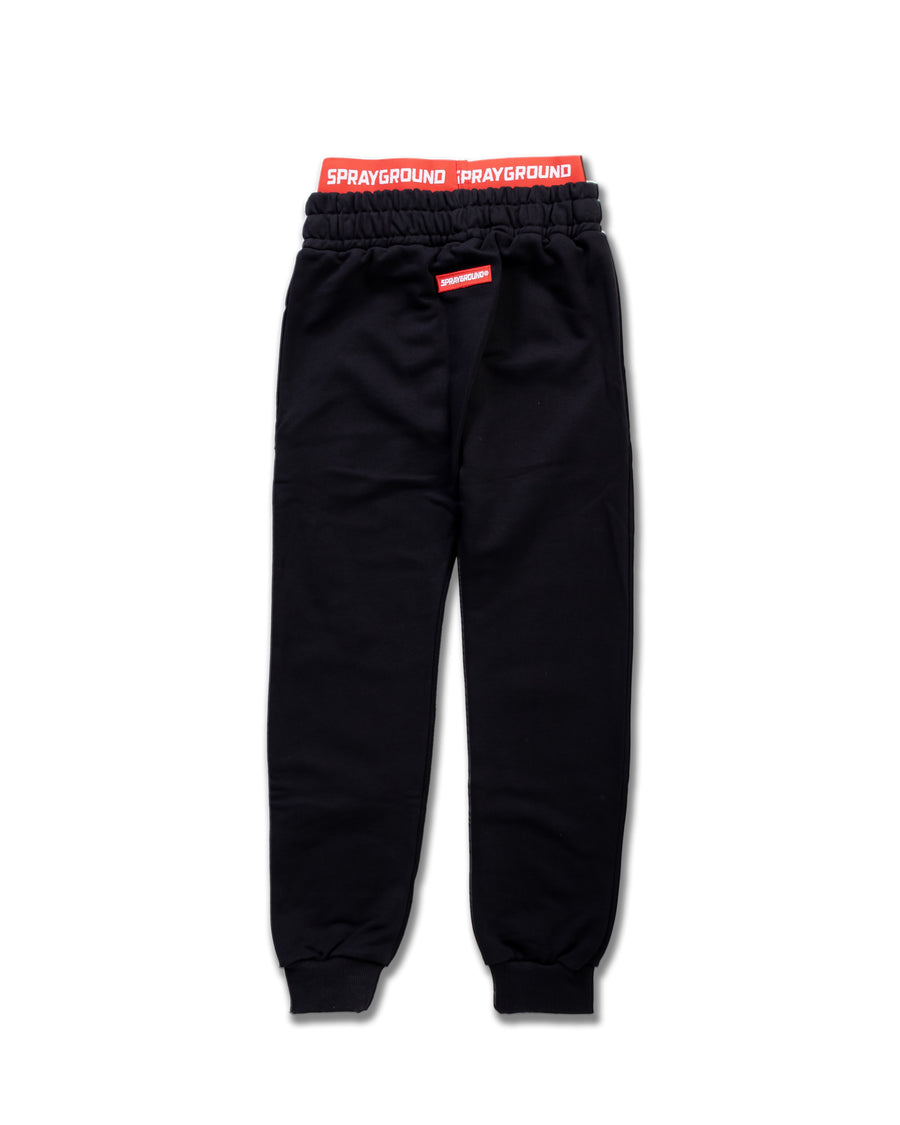 Youth - Sprayground Joggers Z FRONT SMOOTH PANTS Black