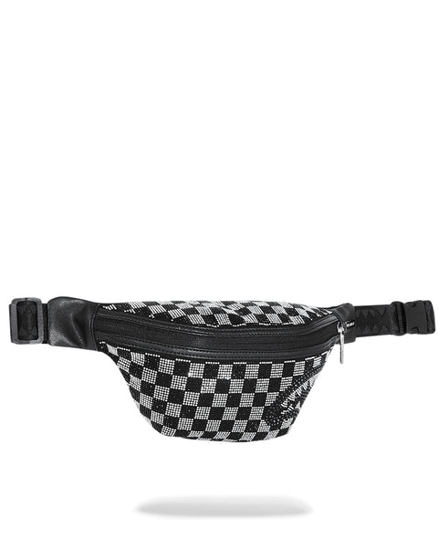 Sprayground Trinity Black & Silver Checkered Rhinestone Fanny Pack