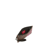 Pink Drip Brown Check Pouchette