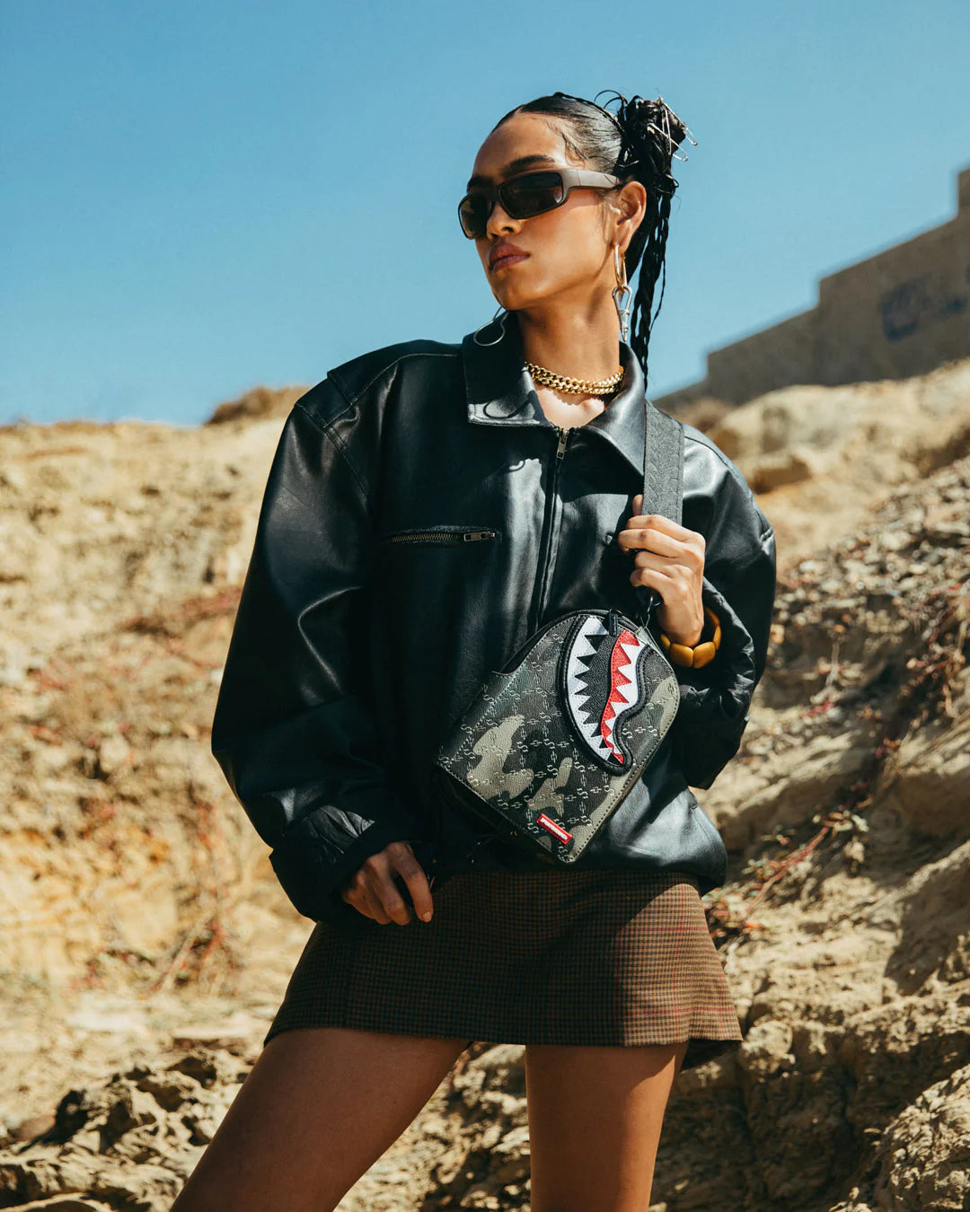 $ PATTERN OVER CAMO SLING BACKPACK