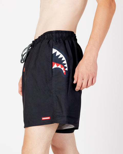 bape shark beach shorts red