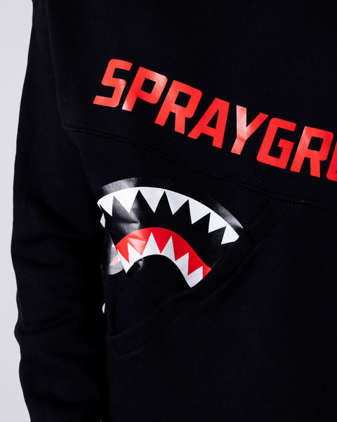 Sweatshirt Sprayground SHARK DIAGONAL POCKET CREWNECK Black