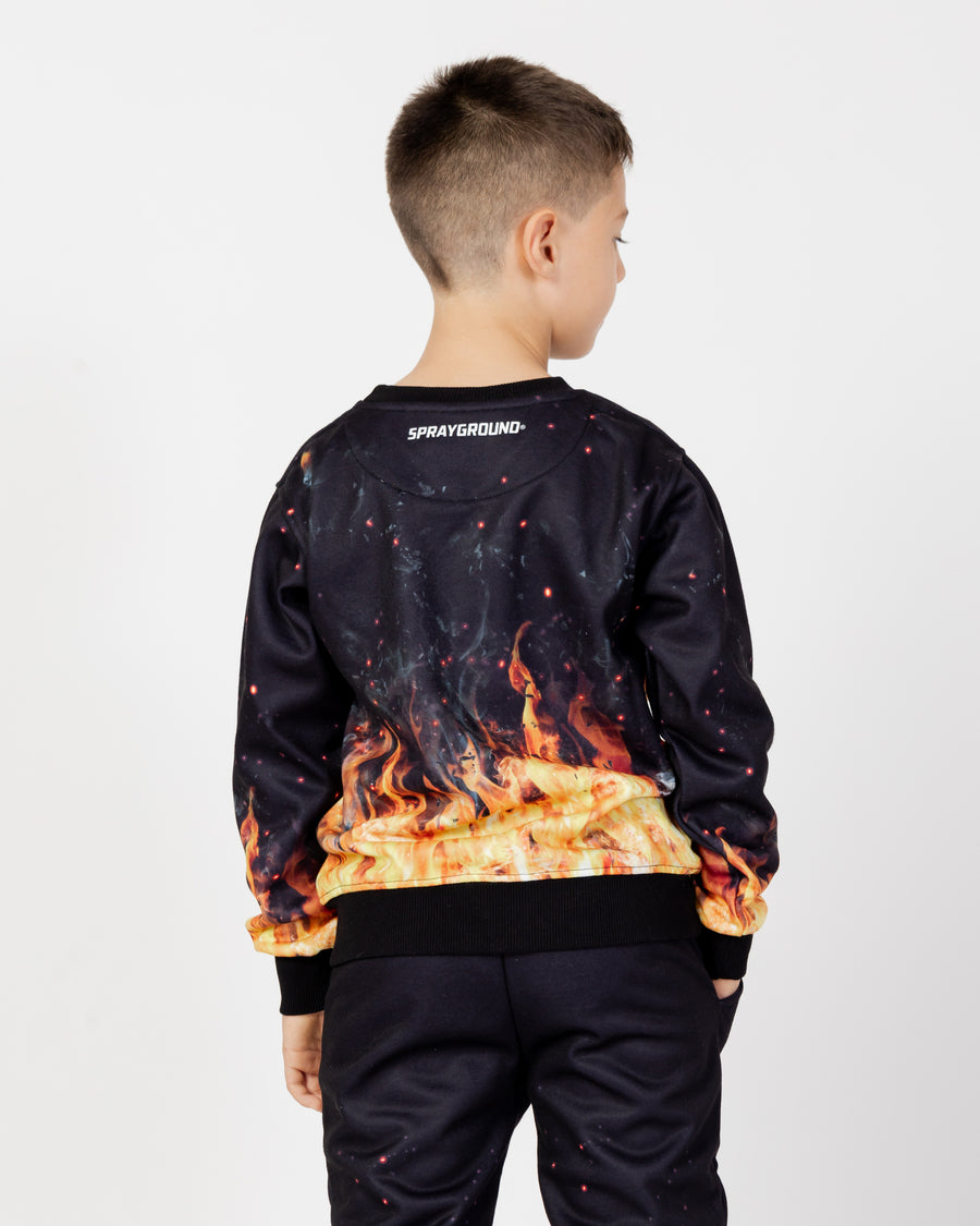 Youth - Sprayground Sweatshirt SHARK ON FIRE CREWNECK J Black