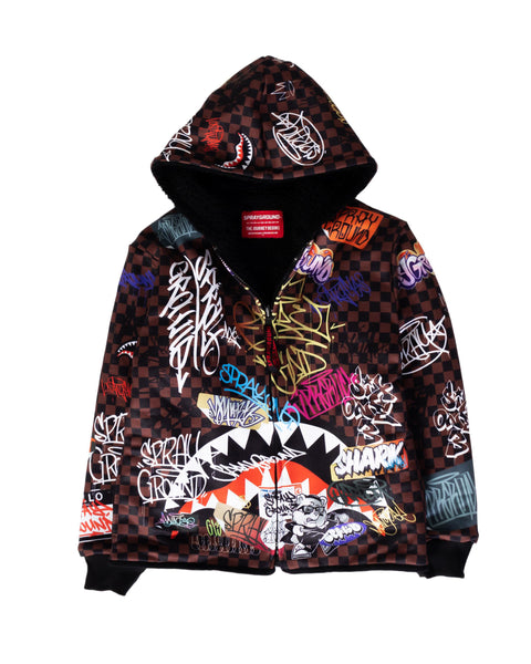 Hoodie Sprayground CHECKIT Brown