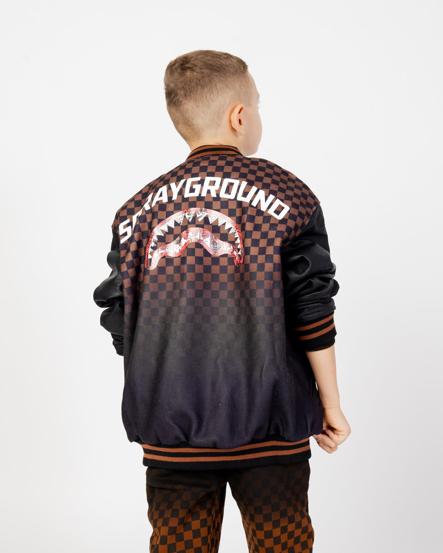 Youth - Sprayground Jacket SHADE CHECK GRAFFITI VARSITY J Brown