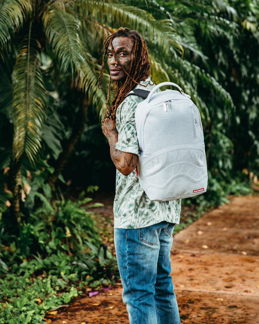 WHITE SCRIBBLE BACKPACK