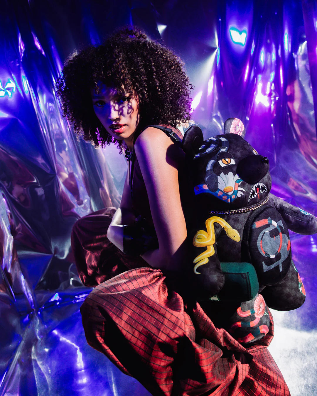 SNAKES ON A BAG TEDDY BEAR