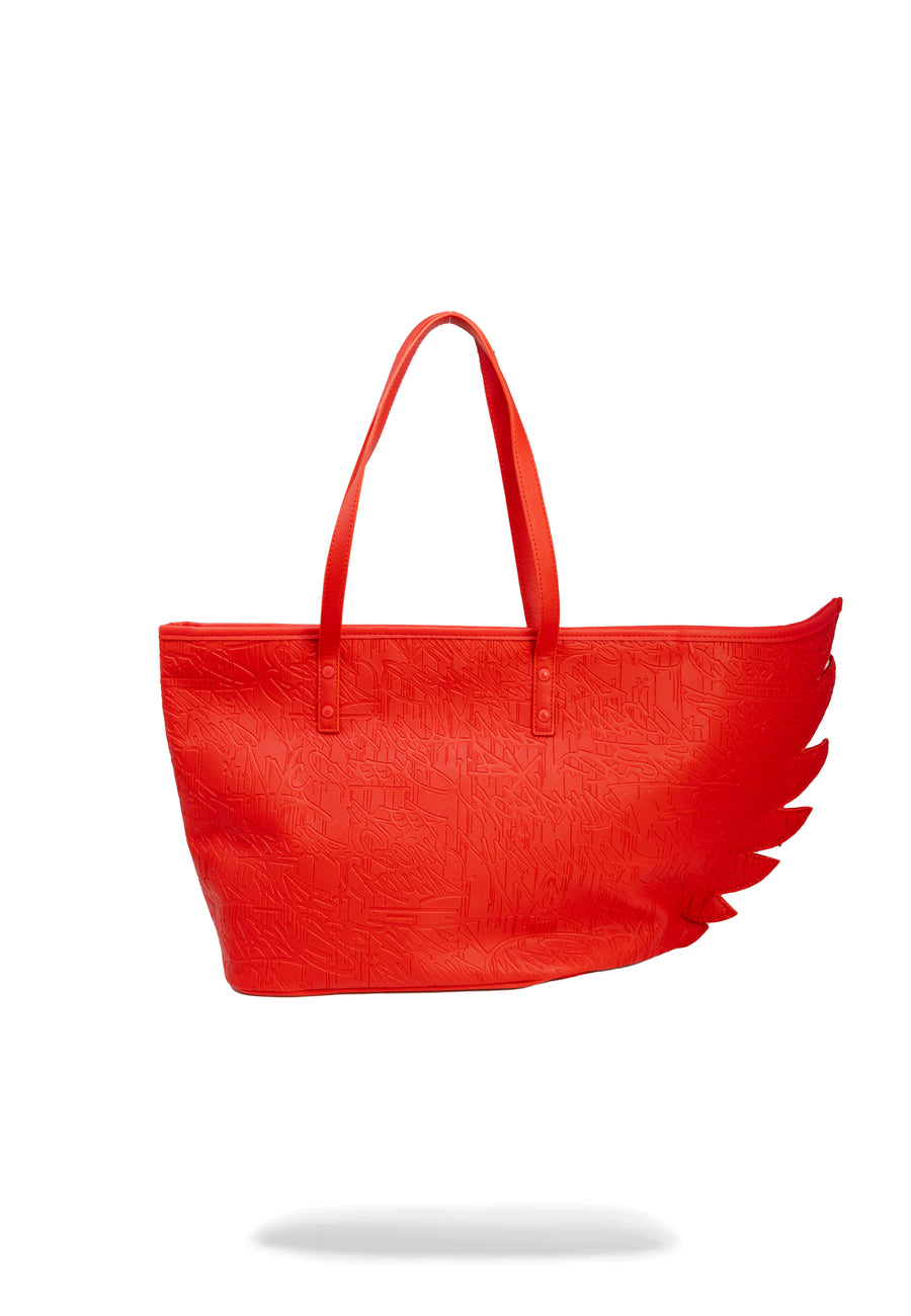 Red Scribble Wing Tote