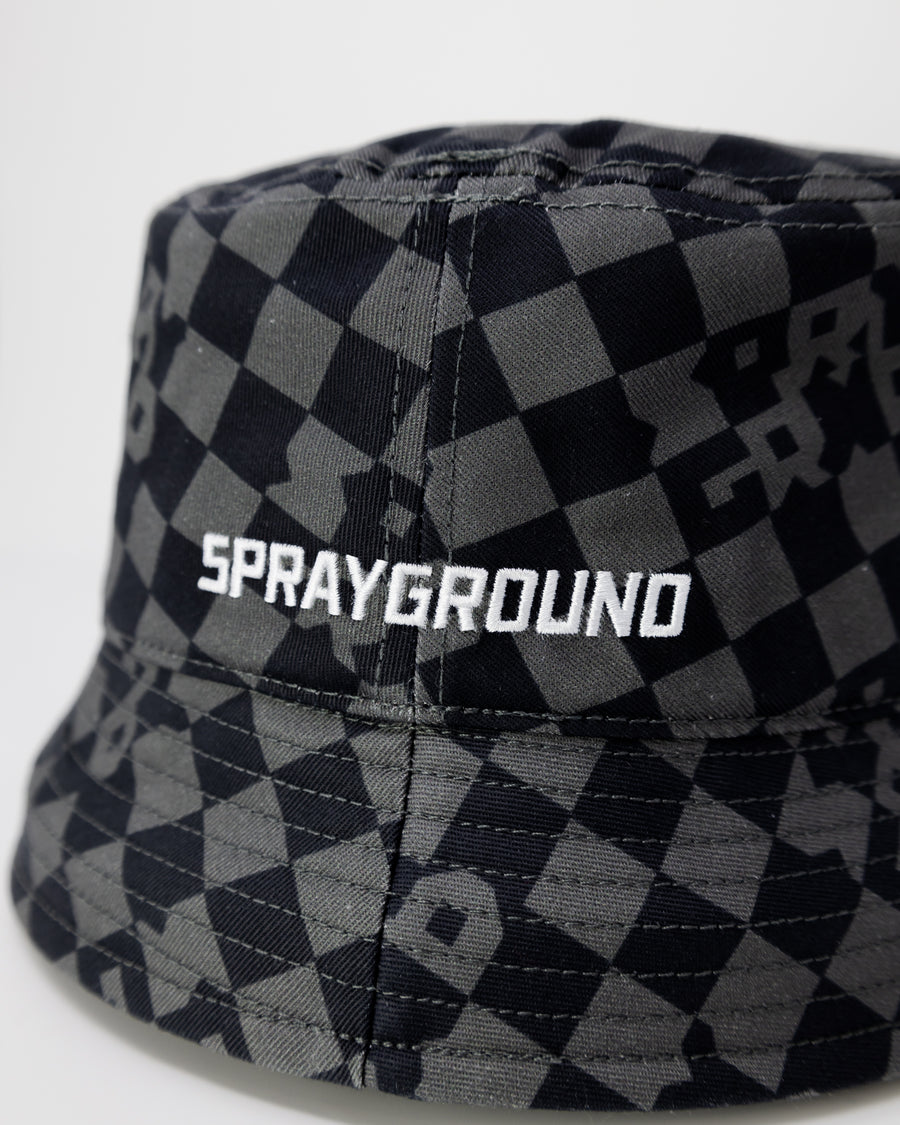  Sprayground SPRAYGROUND GREY CHECK BUCKET CAP Gris
