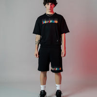 Shaded Embroidery French Terry T-shirt Blk