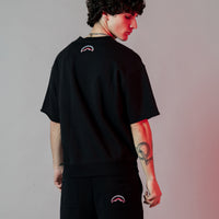 Shaded Embroidery French Terry T-shirt Blk