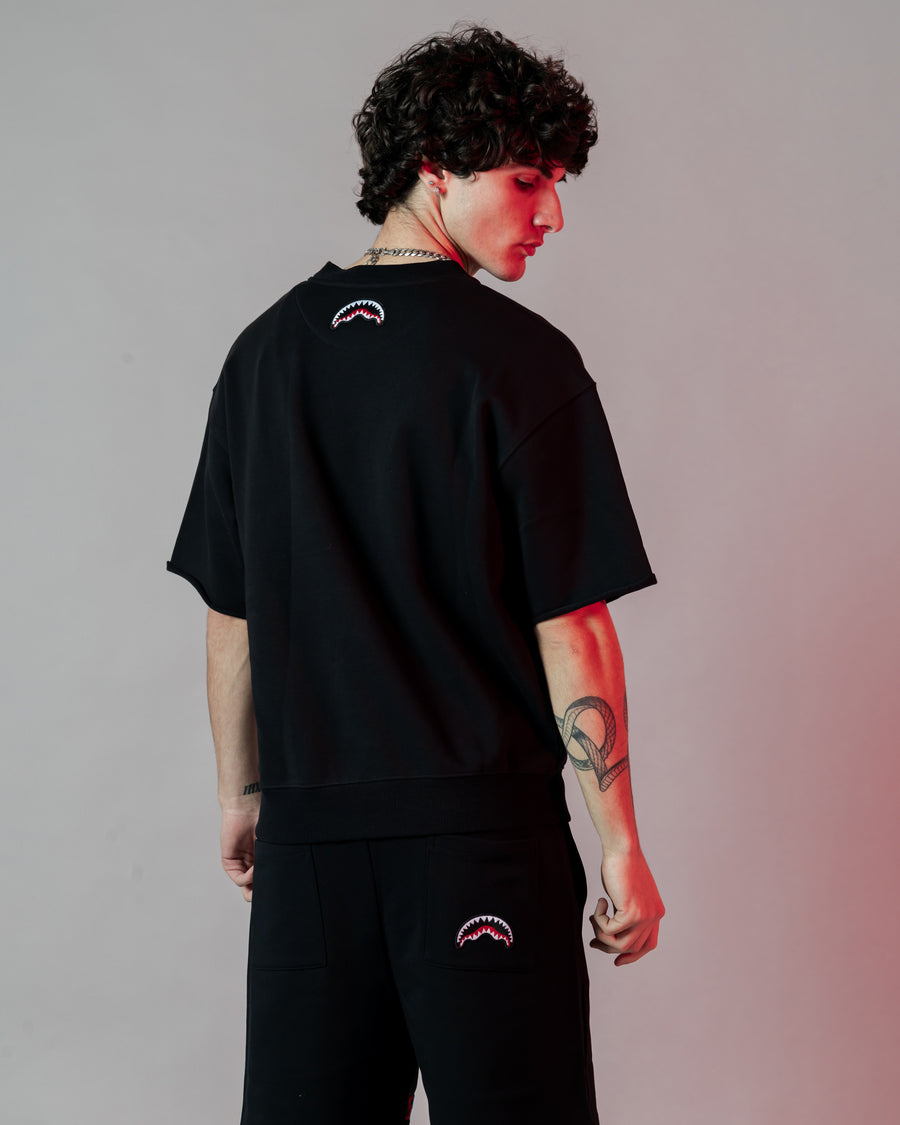 Shaded Embroidery French Terry T-shirt Blk