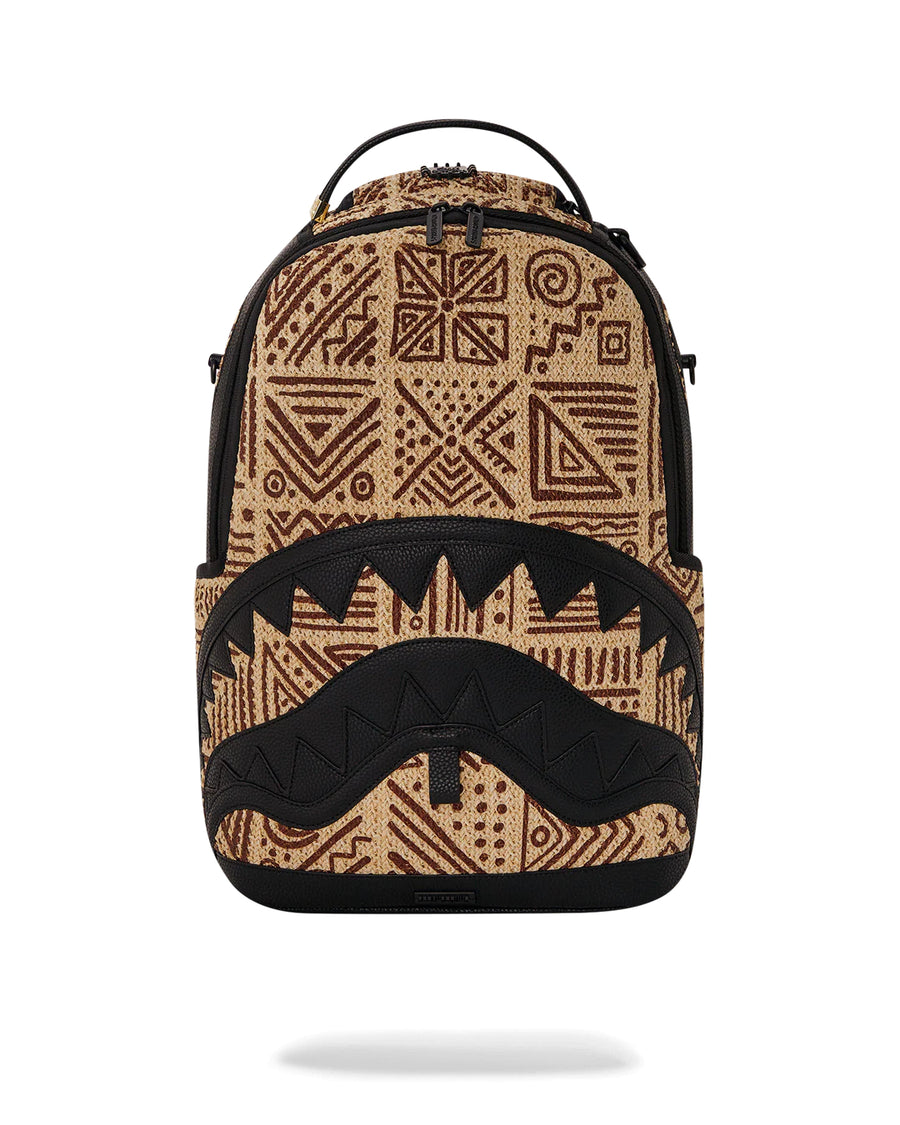 Zaino Sprayground Ai RAFFIA PALM SHARK DLX BACKPACK Marrone