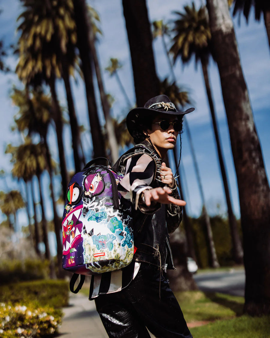 Zaino Sprayground SPLIT MONEY BOYS CRAZY EYES DLX BACKPACK Viola