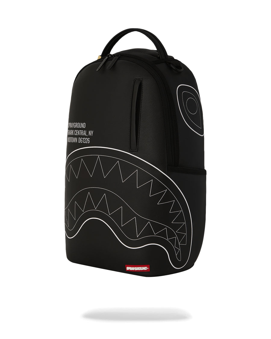Sprayground Backpack SHARK CENTRAL BLACK OUTLINE DLXSV BACKPACK Black