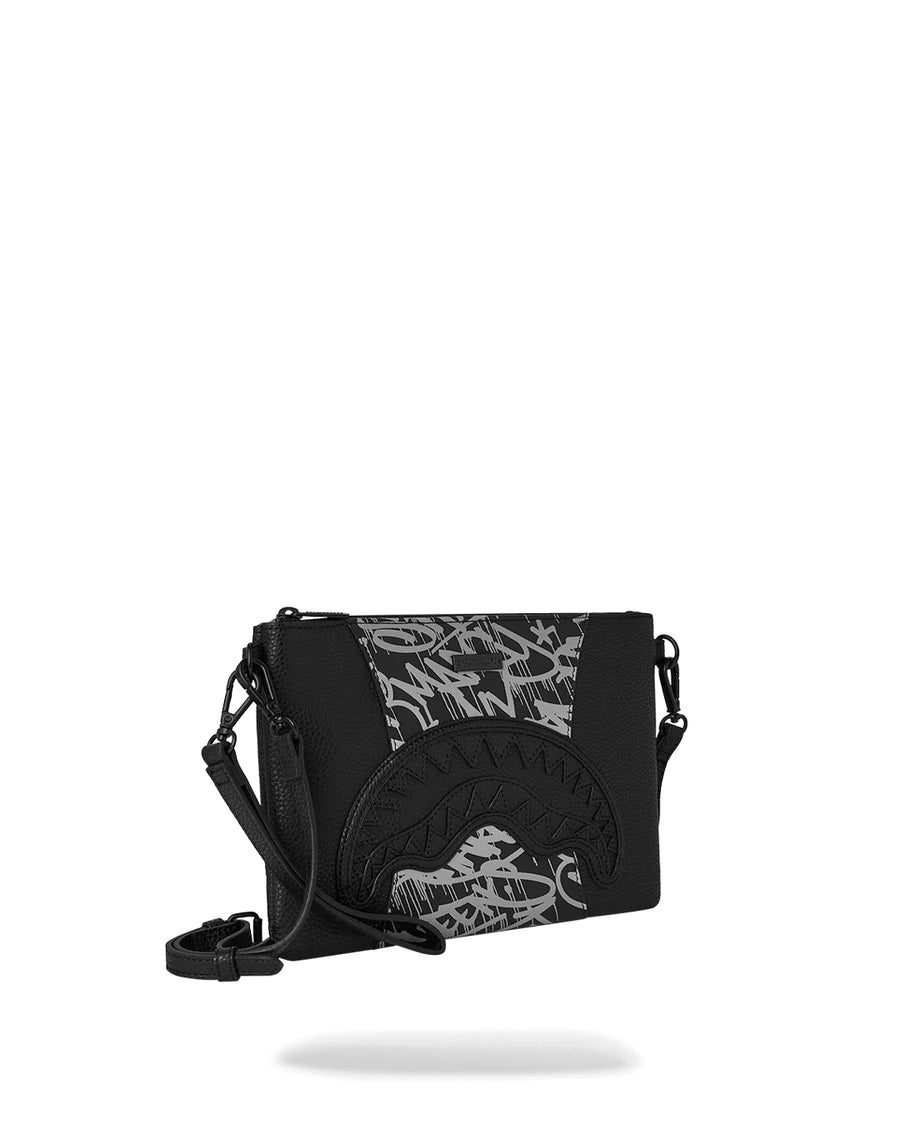 Pochette Sprayground RACEWAY GRAFFITI CROSSOVER CLUTCH W/ SHOUDLER STRAP Negro