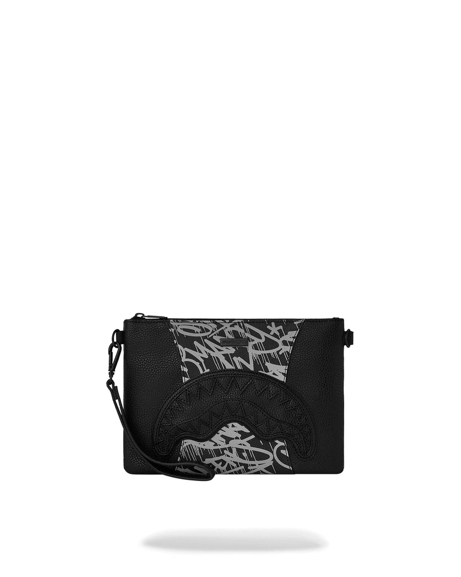 Pochette Sprayground RACEWAY GRAFFITI CROSSOVER CLUTCH W/ SHOUDLER STRAP Noir